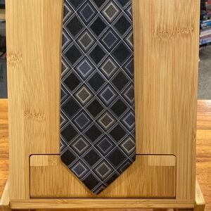 2 for $30 Kenneth Cole Black and Gray Diamond Pattern Tie